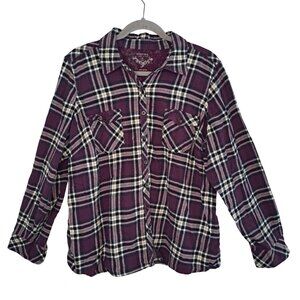 Sonoma Purple Plaid Flannel Shirt Plus Size 1X